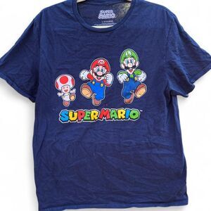 Vintage Style Super Mario Bros. "Run Group" Graphic Tee, Men's Size Large